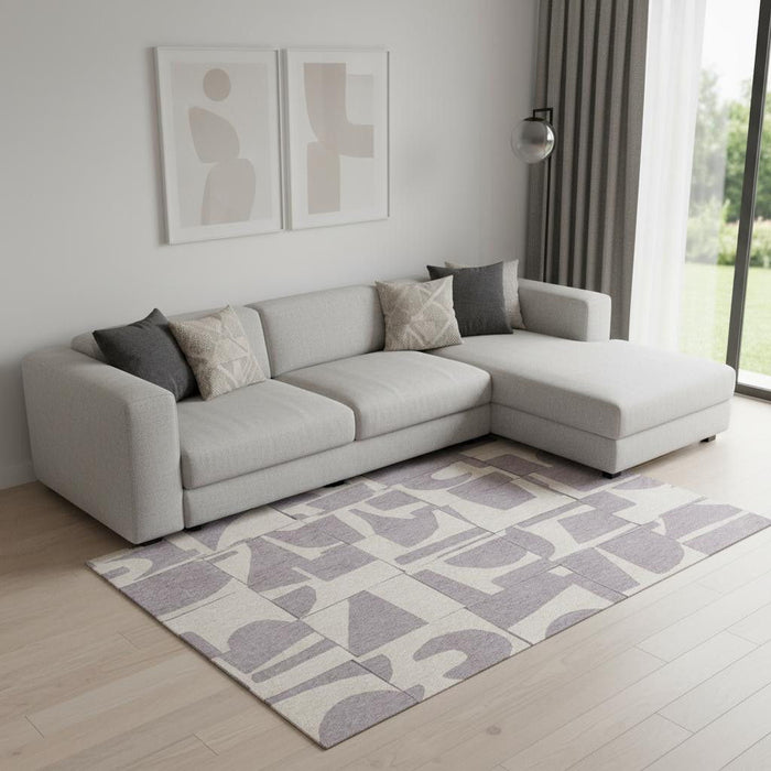 7' X 9' Geometric Washable Area Rug (551985) - Gray