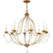 HomeRoots 30-inch eight-light dimmable chandelier with shades in antiqued gold finish, showcasing elegant lighting design.