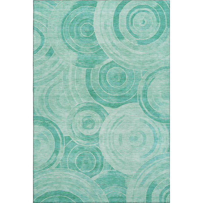 10' X 14' Geometric Washable Area Rug With UV Protection (700095) - Teal / Ivory