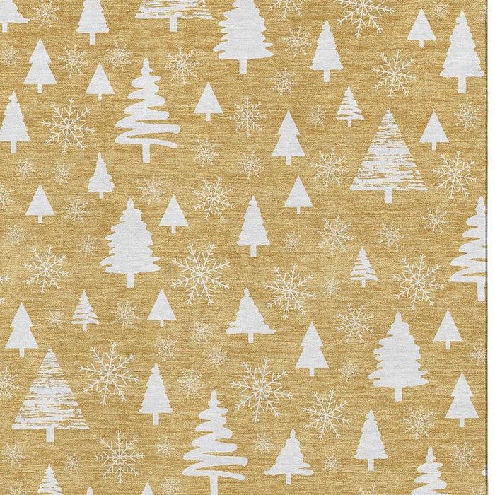 10' X 14' Abstract Geometric Washable Area Rug With UV Protection (701834) - Gold / Ivory
