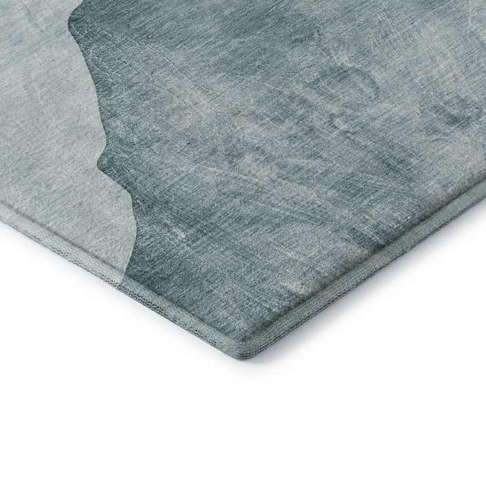 8' X 10' Abstract Washable Area Rug With UV Protection (648488) - Teal / Gray