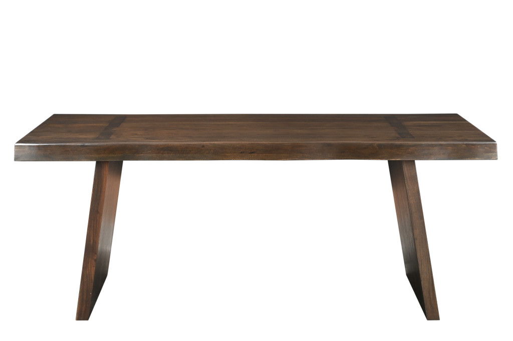 75" Solid Wood Live Edge Dining Table - Dark Brown