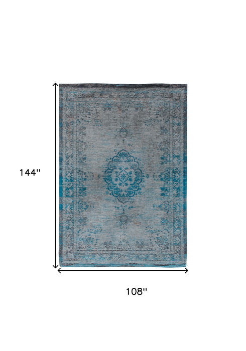 9' x 13' Medallion Non Skid Area Rug - Gray And Green
