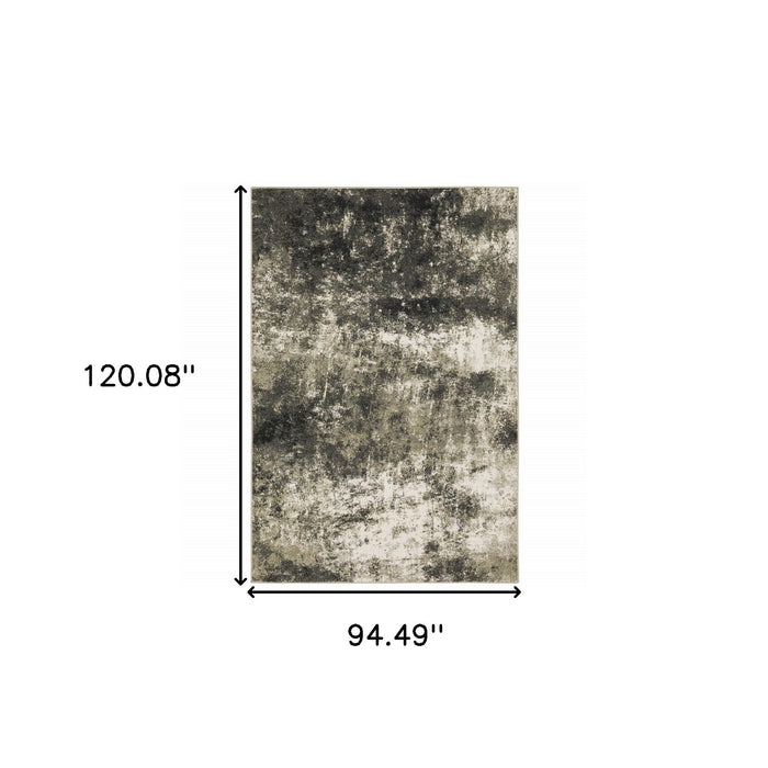 8' x 10' Abstract Power Loom Stain Resistant Area Rug - Charcoal Gray And Beige