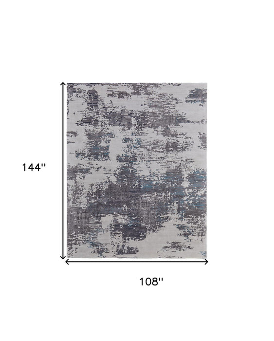 9' x 12' Abstract Hand Tufted Area Rug - Ivory Brown And Blue