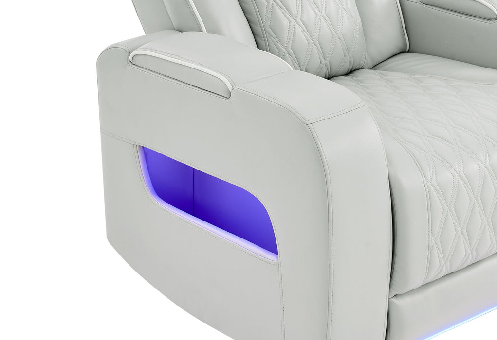 U8611 - Power Recliner With Power Headrest And LED - Silver