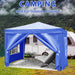 Giga 10x10 ft folding canopy with four removable sidewalls, portable outdoor event shelter, UPF 50+ gazebo, with carry and weight bags.