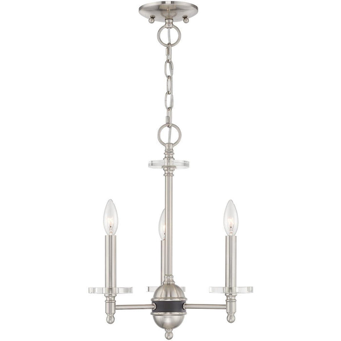 18'' Three-Light Dimmable Chandelier With Shades - Nickel
