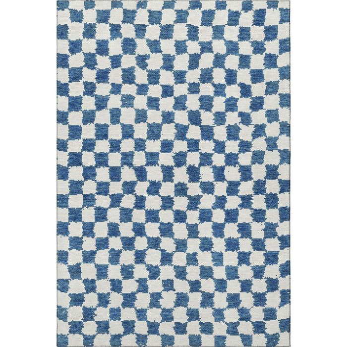 10' X 14' Geometric Washable Area Rug With UV Protection (709396) - Navy Blue / Ivory