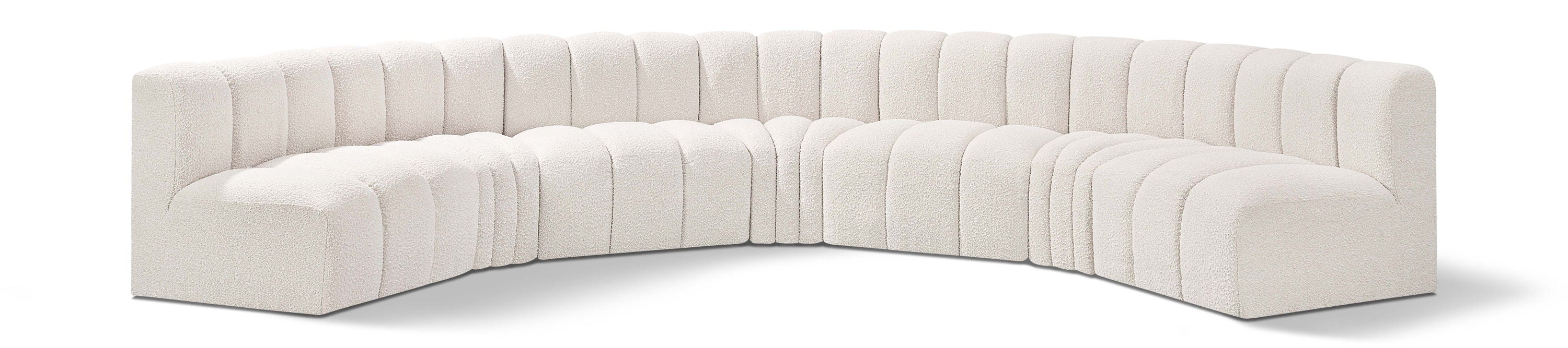 Arc - Boucle Fabric 7 Piece U-Shaped Modular Sofa