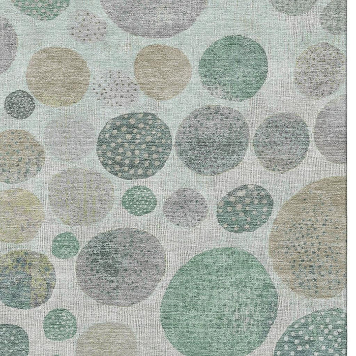 10' X 14' Geometric Washable Area Rug With UV Protection (709240) - Sage / Beige / Tan