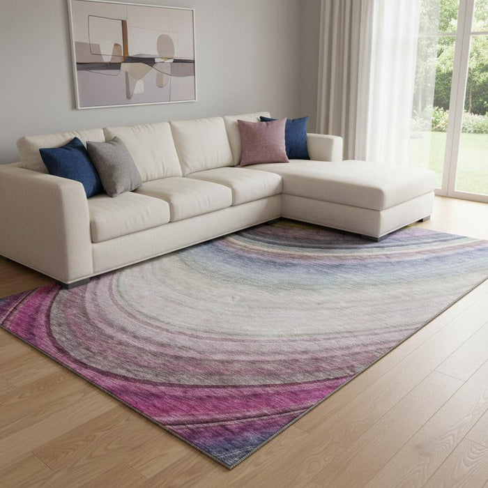 9' X 12' Ombre Washable Area Rug With UV Protection (650295) - Beige / Purple / Blue