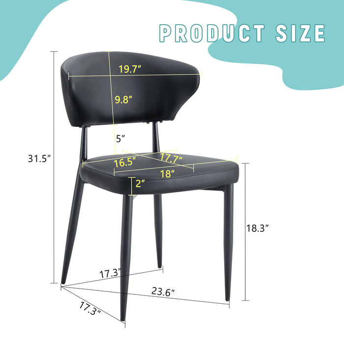 Set of four Giga minimalist ergonomic dining chairs with curved backs, modern design, and sleek wooden finish.