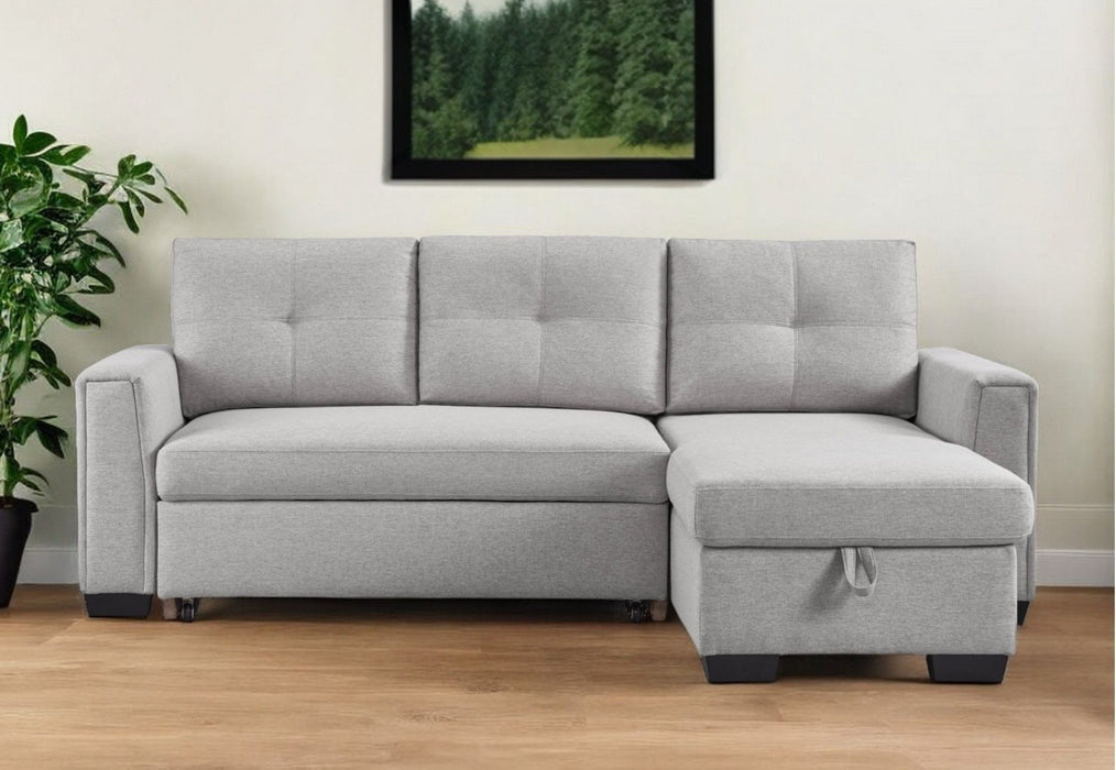Polyester Blend Convertible Futon Sleeper Sofa With Black Legs - Light Gray