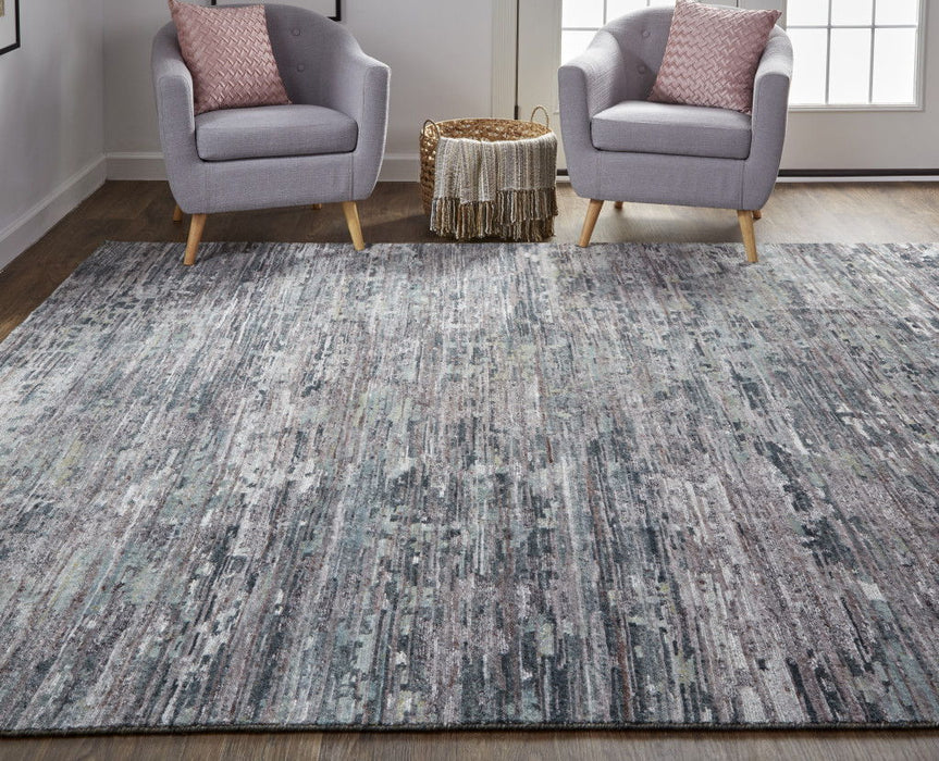9' x 12' Wool Abstract Hand Knotted Area Rug - Blue And Gray