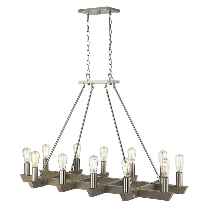 Kitchen Island Twelve Light Metal Dimmable Chandelier - Silver