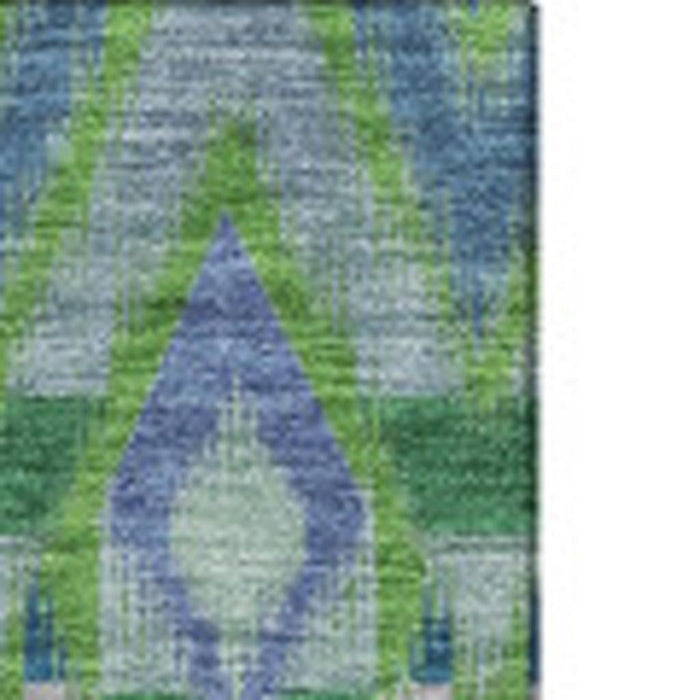 10' X 14' Southwestern Washable Area Rug With UV Protection (651905) - Green / Blue / Ivory