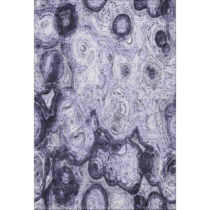 10' X 14' Abstract Washable Area Rug With UV Protection (650176) - Purple / Ivory