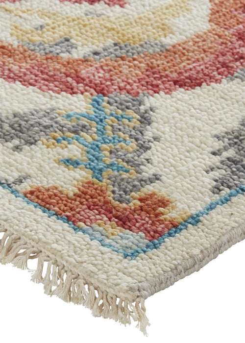 9' x 12' Wool Floral Hand Knotted Stain Resistant Area Rug - Orange And Gray