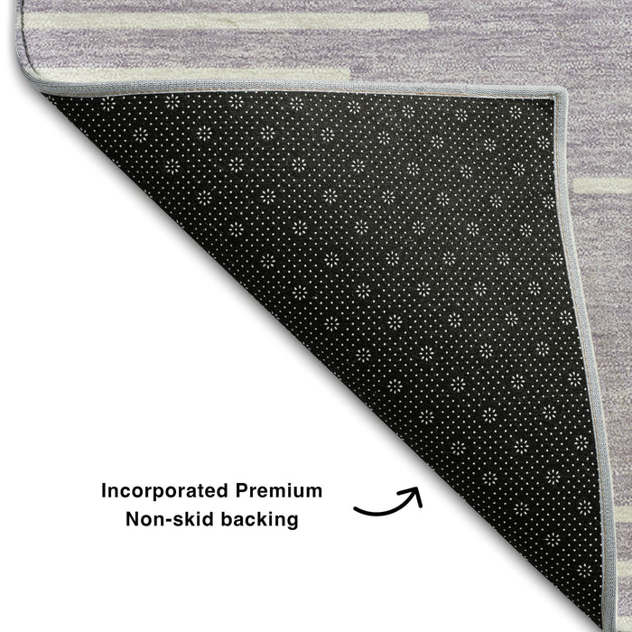10' X 14' Geometric Washable Area Rug With UV Protection (679750) - Lavender / Ivory