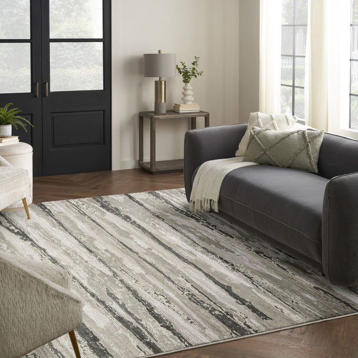10' X 8' Abstract Non Skid Area Rug Polypropylene - Ivory