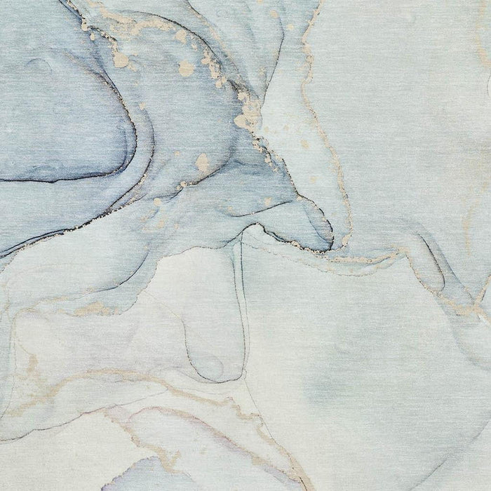 10' X 14' Abstract Washable Area Rug With UV Protection (647404) - Sky Blue / Ivory
