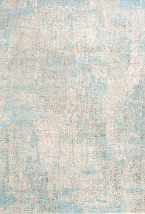 8' X 10' Abstract Hand Knotted Fabric Material Area Rug - Blue