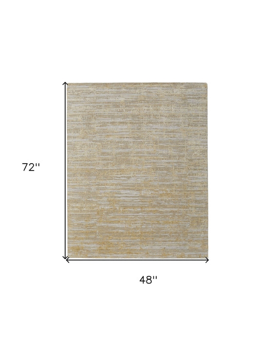 4' x 6' Modern Abstract Hand Woven Area Rug - Yellow And Ivory