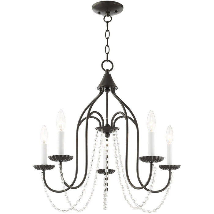 23'' Five Light Dimmable Chandelier With Shades - Bronze