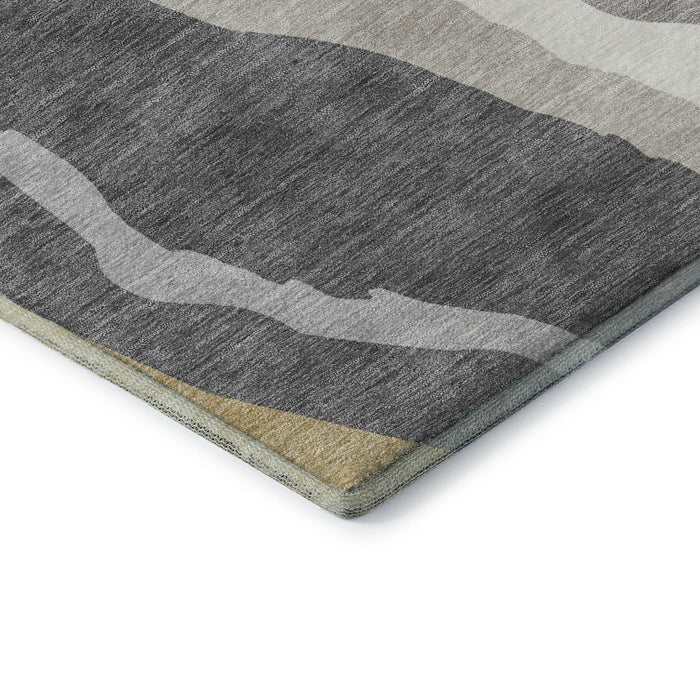 10' X 14' Abstract Washable Area Rug With UV Protection (682097) - Black / Gold / Ivory