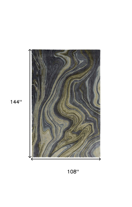 9' x 12' Abstract Hand Tufted Area Rug - Blue And Green