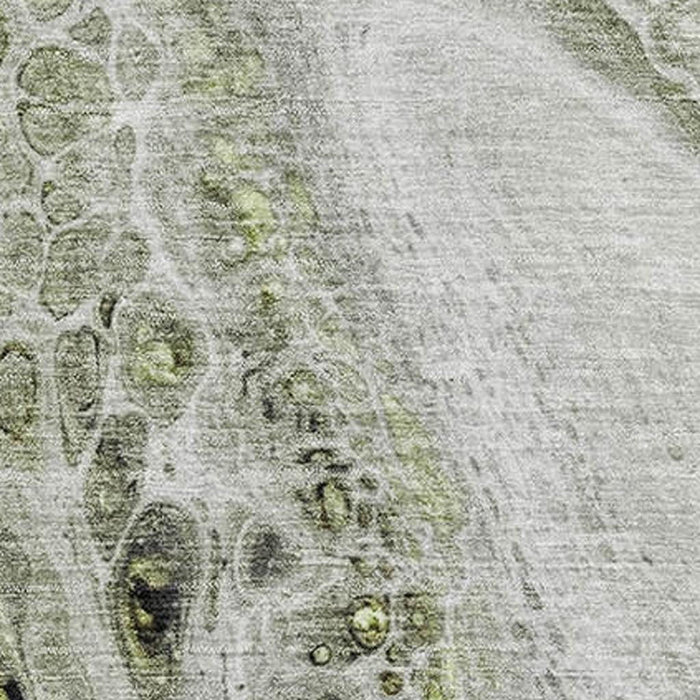 10' X 14' Abstract Washable Area Rug With UV Protection (708547) - Artichoke Green / Gray / Silver