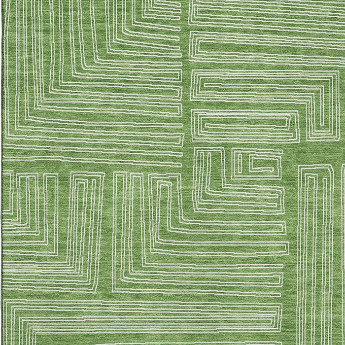 10' X 14' Geometric Washable Area Rug With UV Protection (681971) - Green / Ivory