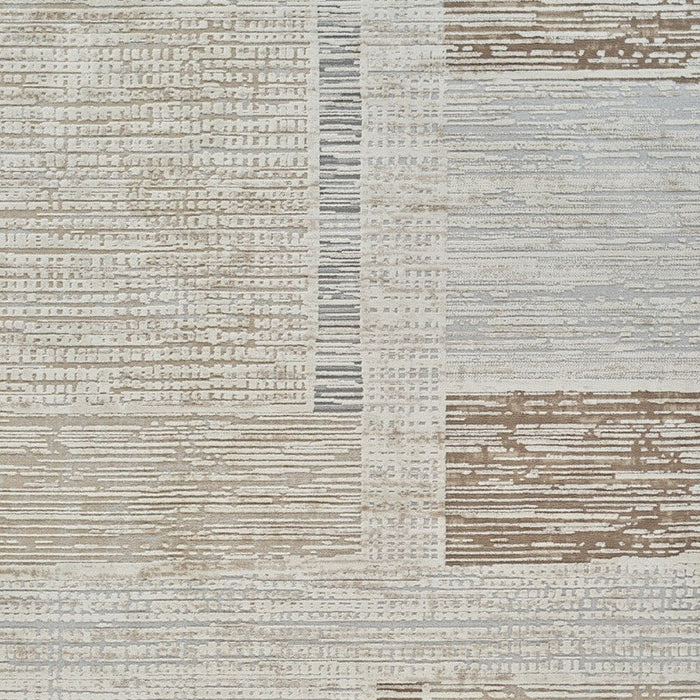 8' x 11' Abstract Distressed Polypropylene Area Rug - Beige And Brown