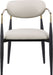 Black-legged Ronda vegan leather upholstered dining arm chair by Meridian Furniture with padded seat and backrest.