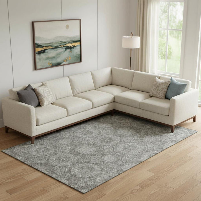 10' X 14' Abstract Geometric Washable Area Rug With UV Protection (708289) - Pewter / Gray