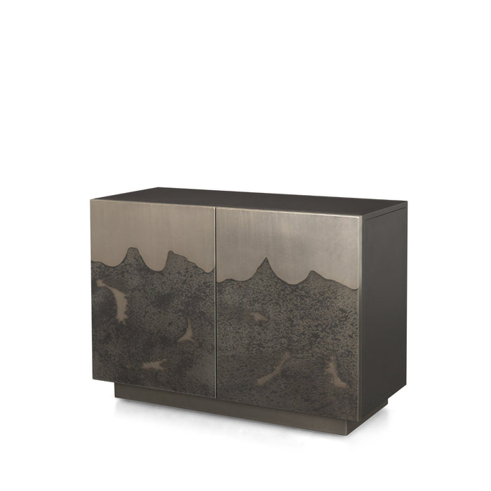 30" Distressed Metal Texture Door Accent Cabinet With Two Doors - Gray