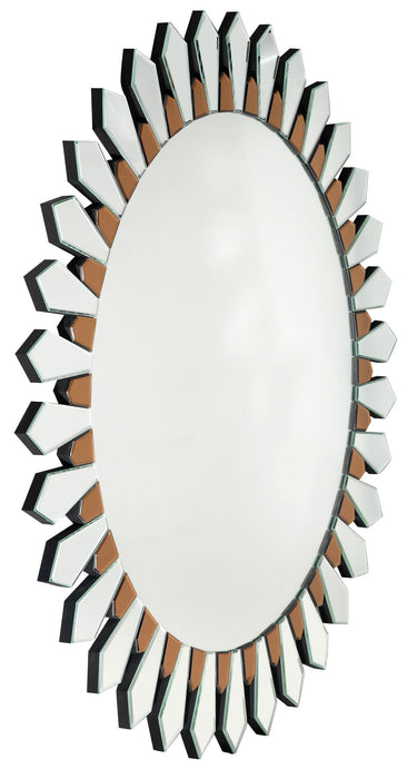 43" Round Glass Framed Accent Mirror - Gold