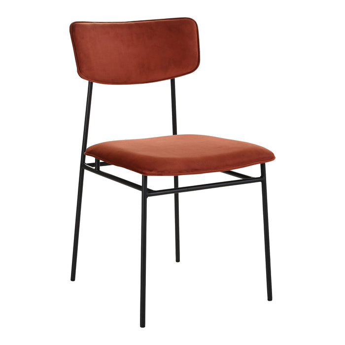Upholstered Fabric Open Back Dining Side Chairs (Set of 2) - Amber / Black