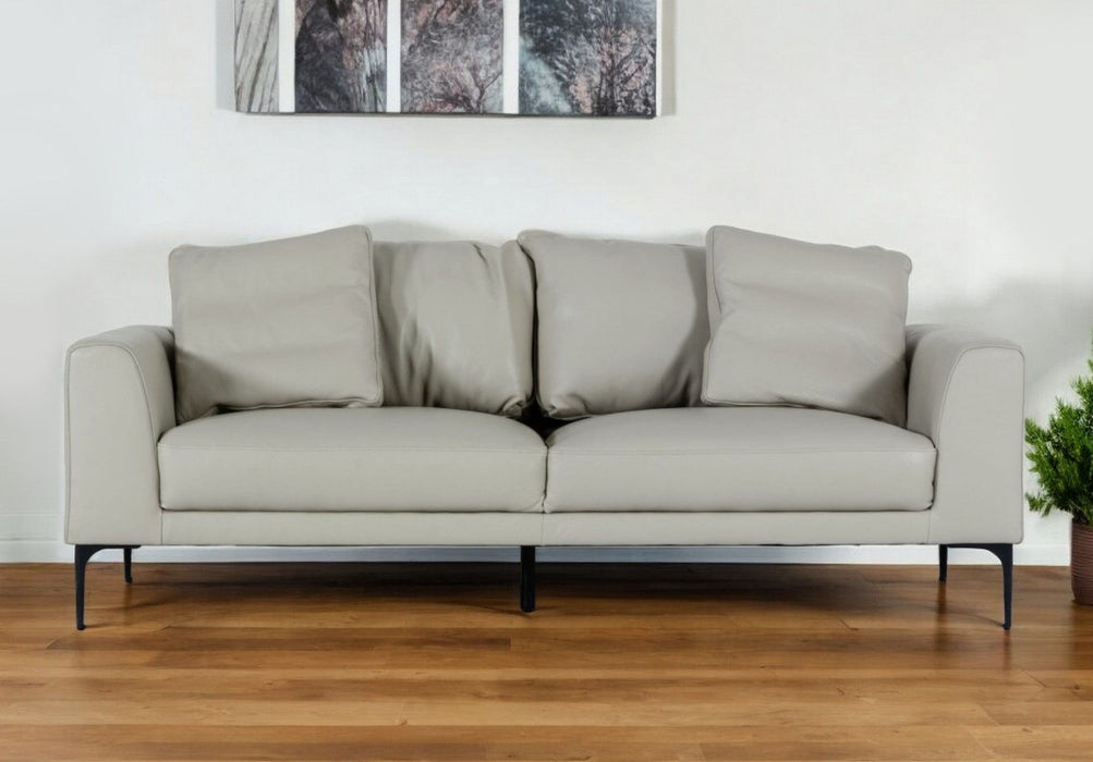 Contemporary Leather Sofa - Light Gray