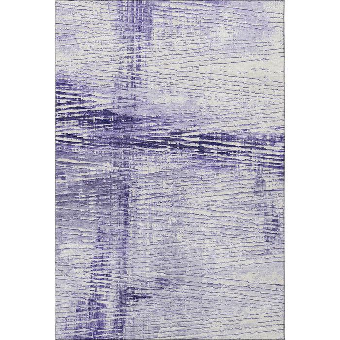 10' X 14' Striped Washable Area Rug With UV Protection (710034) - Lavender / Ivory