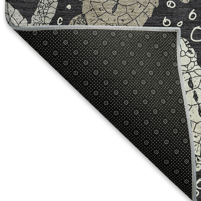 9' X 12' Geometric Washable Area Rug With UV Protection (646168) - Midnight / Ivory / Gray