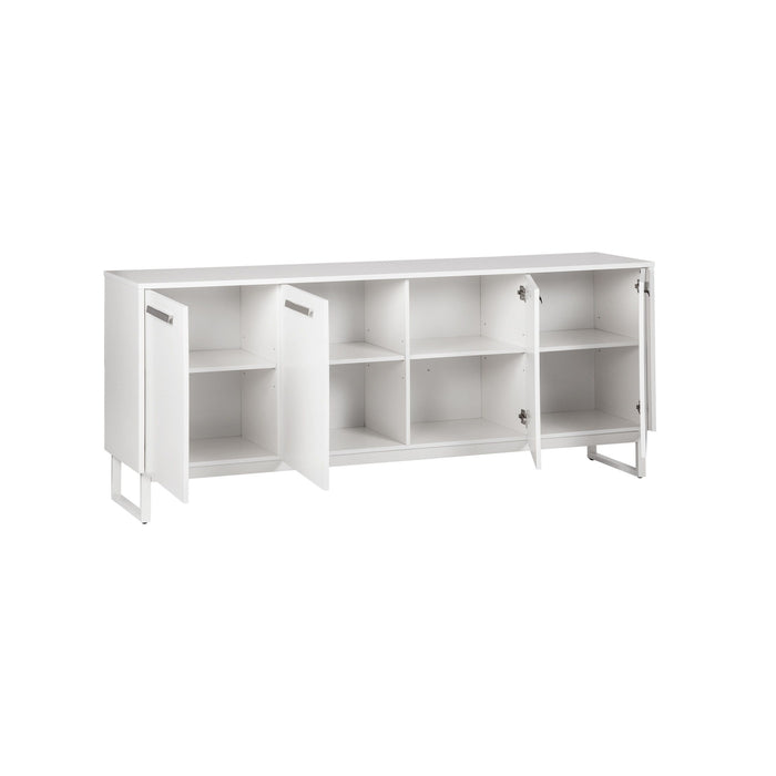 75" Wood Console Accent Cabinet With Four Doors - White