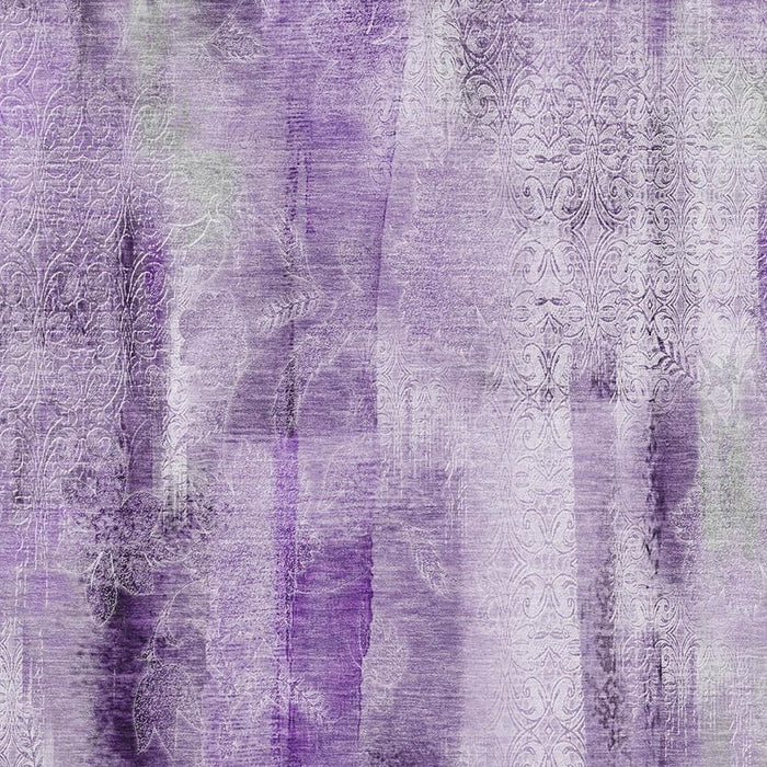 10' X 14' Abstract Washable Area Rug With UV Protection (648130) - Purple / Ivory