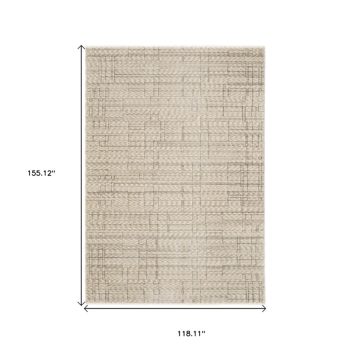 10' X 13' Geometric Area Rug With Fringe - Beige And Brown