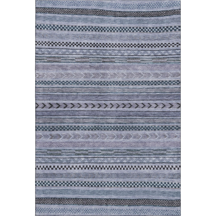 10' X 14' Striped Washable Area Rug With UV Protection (695168) - Blue / Gray