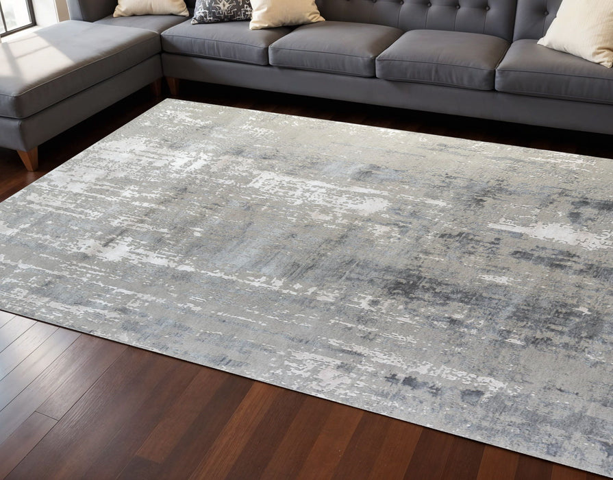 8' X 10' Abstract Hand Knotted Area Rug - Ivory