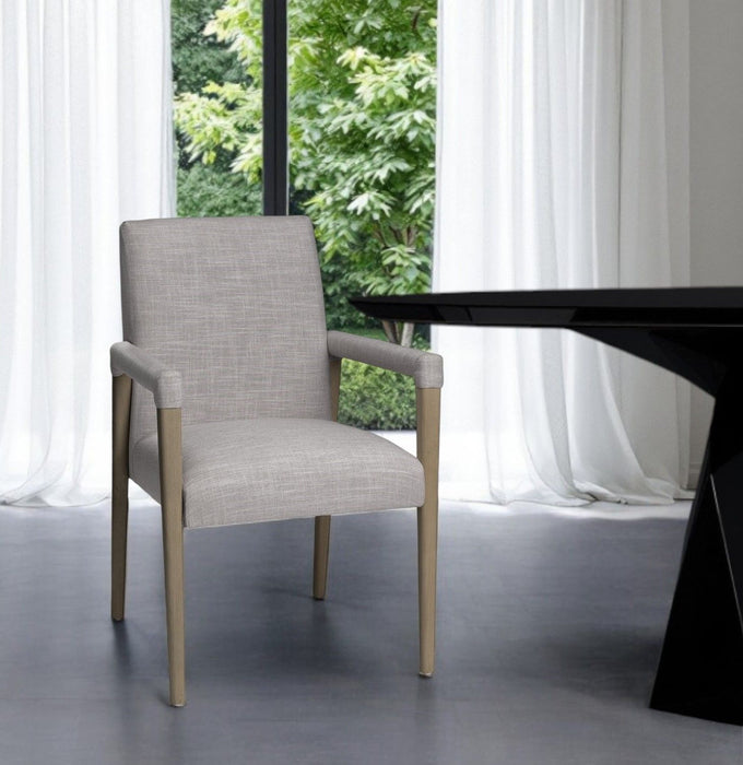 Upholstered Fabric King Louis Back Dining Arm Chair - Gray