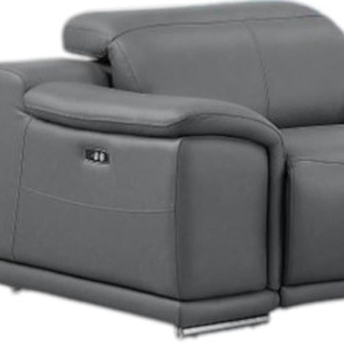 Leather Modular L Shaped Seven Piece Corner Sectional With Console - Battleship Gray