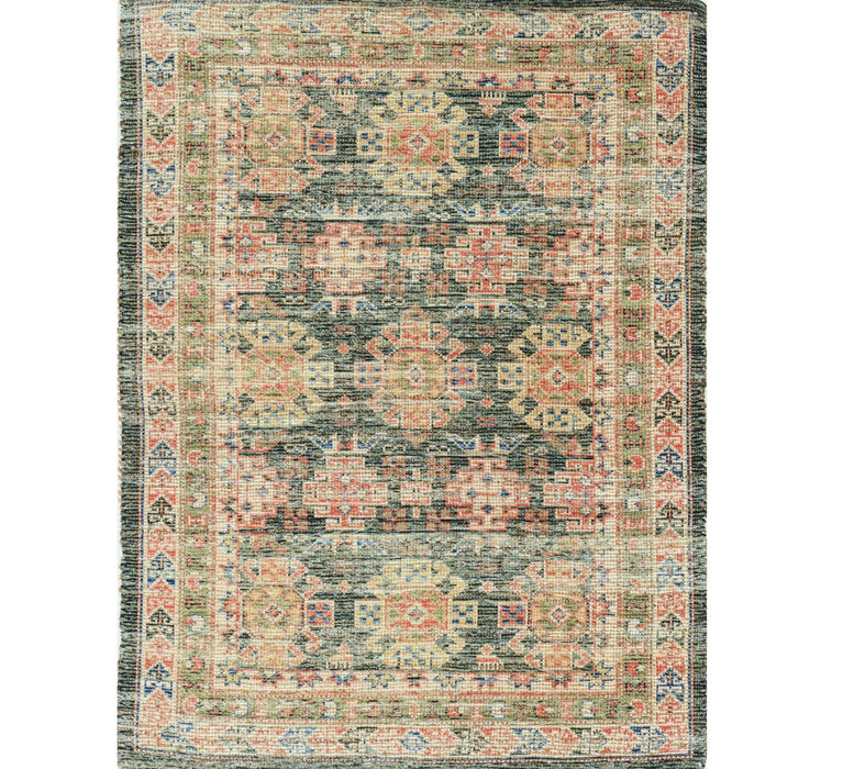 8' x 11' Southwestern Handmade Worn Faded Area Rug - Charcoal